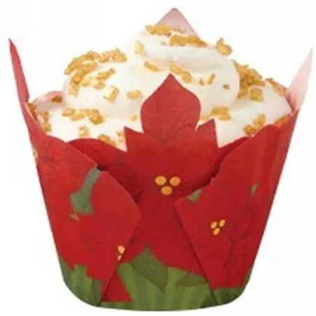 Mini Capsulas Diseno de Flor de Pascua, 30 Unidades. wilton 415-0542