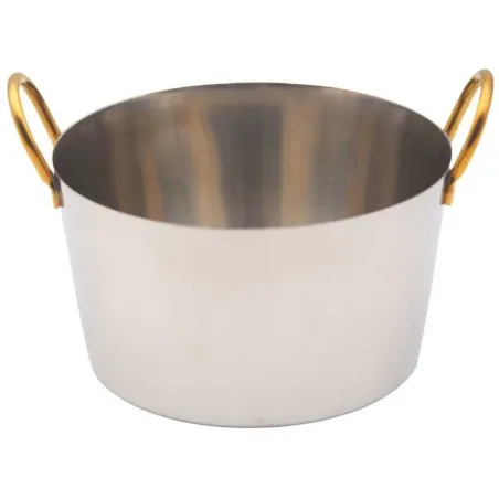 Caserola Mini Charlotte de Acero Inoxidable con Asas Dorado de 4 x 3 Pulgadas KING METAL CHM21