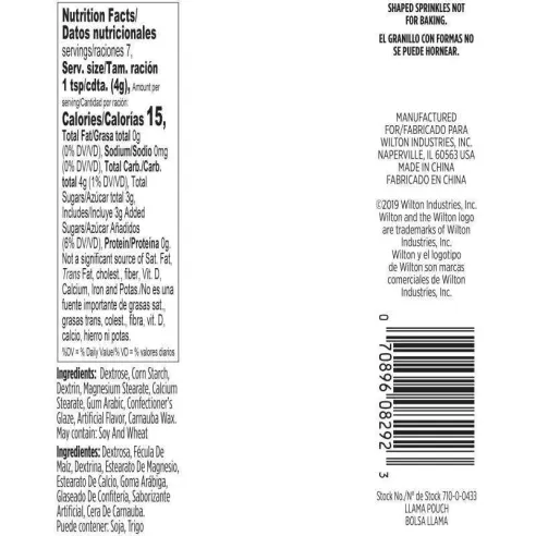 Confitillo Figura de Llama, 1 Onza / 28 Gramos, Color Blanco  WILTON 710-0-0433