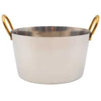 Caserola Mini Charlotte de Acero Inoxidable con Asas Doradas de 5.3X4 Pulgadas KING METAL CHM24