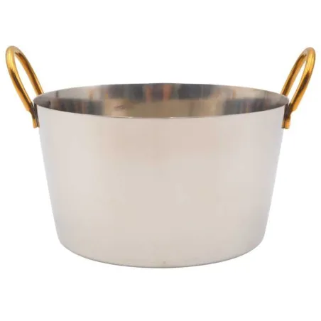 Caserola Mini Charlotte de Acero Inoxidable con Asas Doradas de 5.3X4 Pulgadas KING METAL CHM24