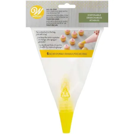 Manga Desechable con Boquilla # 2A, Set de 6 Unidades WILTON 404-0-0005