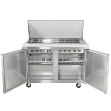 Mesa de Preparacion Mega Top con 2 Puertas de Acero Inoxidable 120 Centimetros U-STAR SCLM2-E-HC