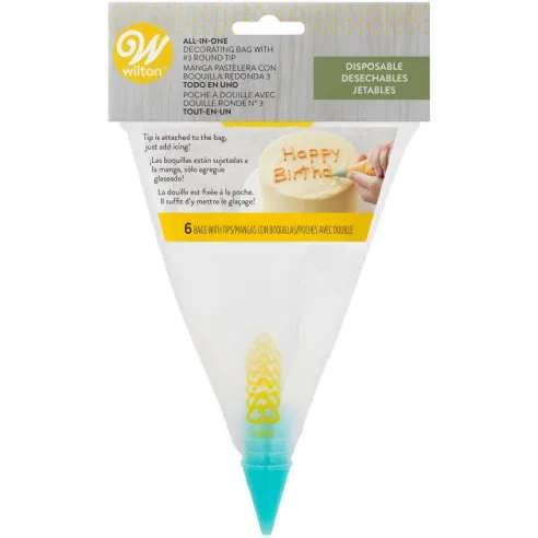 Manga Desechable con Boquilla # 3, Set de 6 Unidades WILTON 404-0-0004