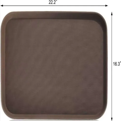 Azafate Antideslizante Rectangular de Polipropileno de 16 x 22 Pulgadas, Color Cafe  MASTER CHEF JW-R1622PBR