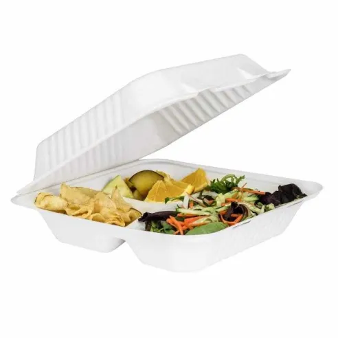 Contenedor Biodegradable de 3 Compartimientos de 9 x 9 x 3 Pulgadas, Paquete de 50 Unidades MASTER CHEF BTC-993T