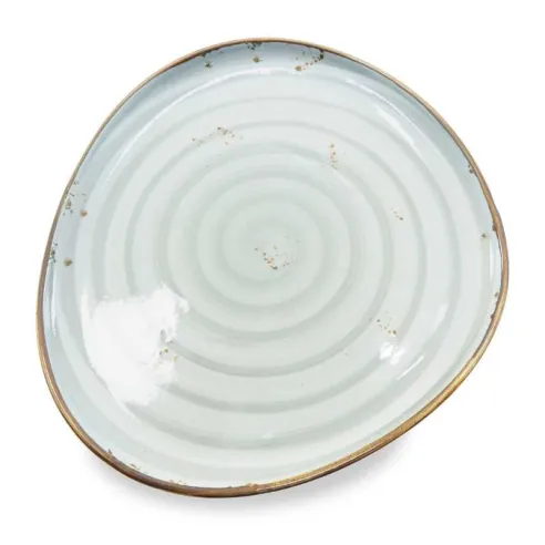 Plato Triangular de Porcelana Gris con Borde Dorado 9.5 Pulgadas ARNI C1409-SC02