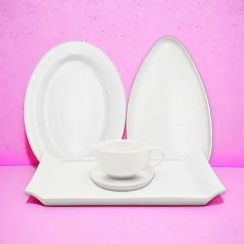 Platon Ovalado de Porcelana de Borde Delgado 9.5 Pulgadas Blanco ARNI S6504
