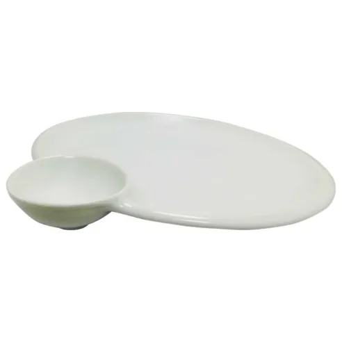 Plato Redondo de Porcelana con Salsera 11 Pulgadas Blanco CATER MAX 11022-2