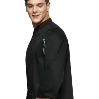 Gabacha, Ambos Generos, Abotonadura Doble, Negra, Manga Larga, Talla M CHECKEDOUT U142C0100A-M