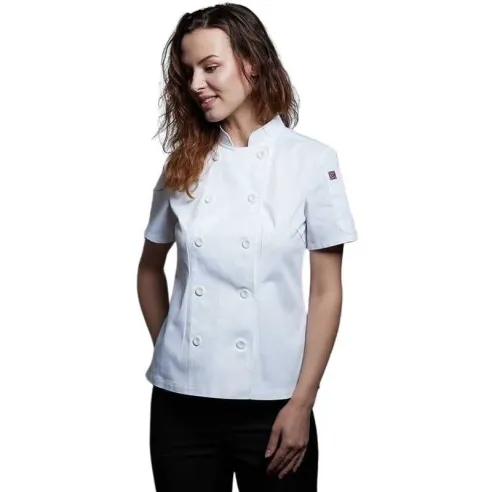 Gabacha Cruzada para Mujer de Manga Corta de Color Blanco Talla S CHECKEDOUT CW104D0200A-S