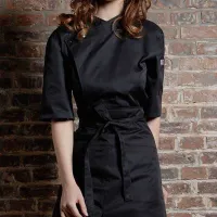 Gabacha Cocinero Negra, Con Cuello Cruzado De Manga Corta, Talla 3XL CHECKEDOUT CU158Z0100E-3XL 2