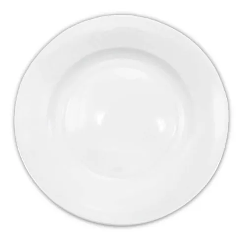 Plato Redondo de Porcelana Borde Ancho 10-1/4 Pulgadas Blanco CATER MAX A706