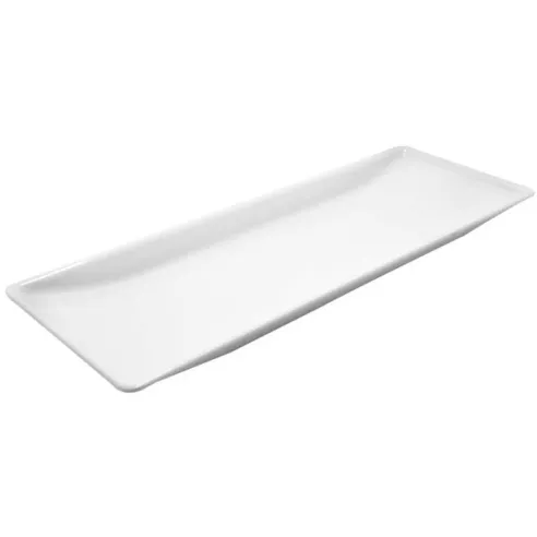 Bandeja Lisa Rectangular de Melamina para Buffet de 23 x 8.5 Pulgadas, Color Blanco  MASTER CHEF B602