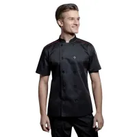 Gabacha de Manga Corta de Color Negro con Rojo Talla M CHECKEDOUT CU104D0104E-M 2