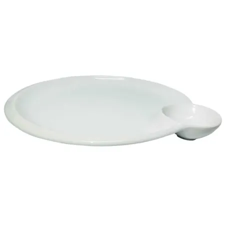 Plato Redondo de Porcelana con Salsera 11 Pulgadas Blanco CATER MAX 11022-2