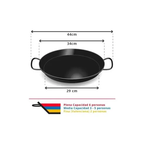 Paellera Esmaltada de 34 Centimetros de 3 Plazas VAELLO 0234
