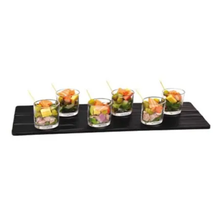 Bandeja Rectangular de Color Negro con Textura de 52.5 x 16 Centimetros MASTER CHEF D300