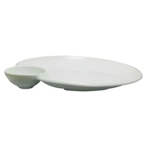 Plato Redondo de Porcelana con Salsera 11 Pulgadas Blanco CATER MAX 11022-2