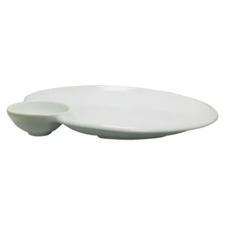 Plato Redondo de Porcelana con Salsera 11 Pulgadas Blanco CATER MAX 11022-2