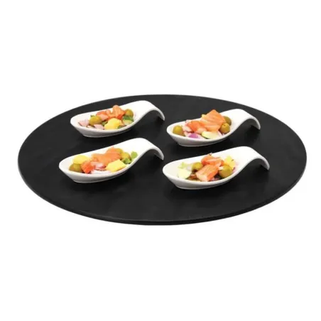 Bandeja Redonda de Color Negro con Textura de 43 Centimetros MASTER CHEF B604