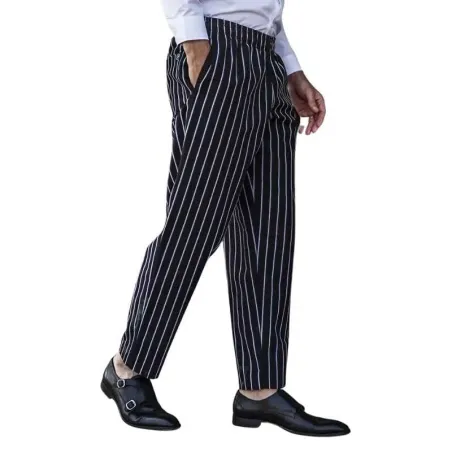 Pantalon de Color Negro con Rayas Blancas 122 Talla L CHECKEDOUT CU202C8600H-L