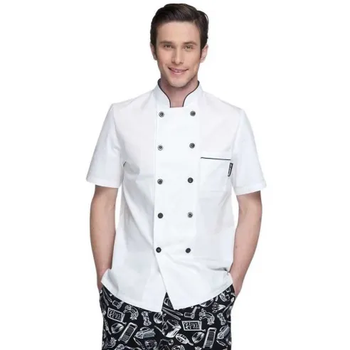 Gabacha Manga Corta, Talla XL, Color Blanco con Negro CHECKEDOUT CU104D0201E-XL