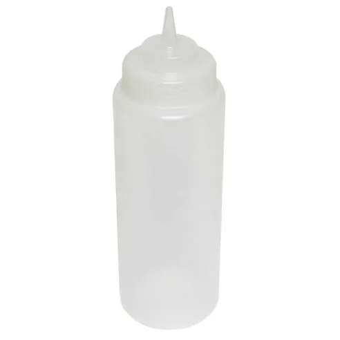 Botella para Salsas de Boca Ancha Transparente de 32 Onzas THUNDER PLTHSB032CW