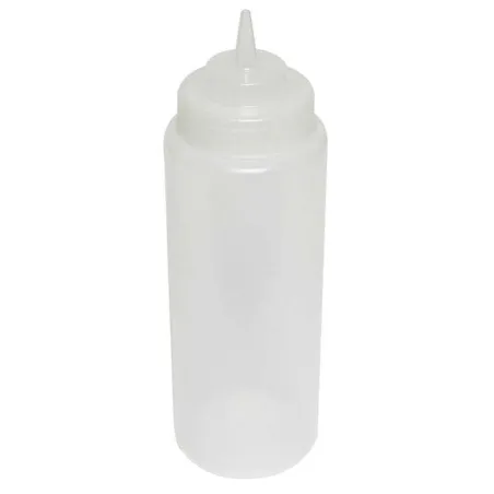 Botella para Salsas de Boca Ancha Transparente de 32 Onzas THUNDER PLTHSB032CW