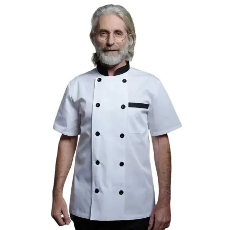 Gabacha Chef Blanca, Manga Corta Doble Botonadura Clasica, Talla 2XL CHECKEDOUT CU104D0201E1-2XL