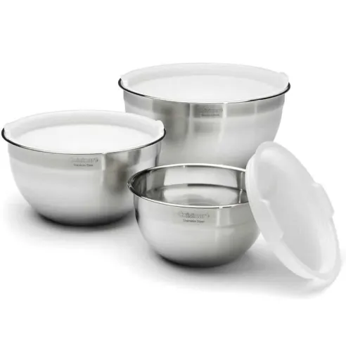 Bowl Mezclador de Acero Inoxidable con Tapas, Set de 3 Unidades CUISINART CTG-00-SMB