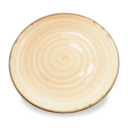 Plato Redondo Coupe de Porcelana Cafe con Borde Dorado 9 Pulgadas ARNI CS0024-SC04