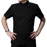 Gabacha con Broches, Manga Corta, Talla 2XL, Color Negro CHECKEDOUT CU119D0100Y-2XL