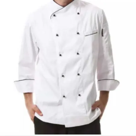 Gabacha de Chef, Color Blanca Manga Larga Con Cuello Cruzado, Talla XL CHECKEDOUT CU102C0201C-XL