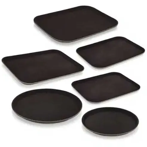 Azafate Rectangular Antideslizante de Fibra de Vidrio de 16 x 22 Pulgadas, Color Cafe MASTER CHEF JW-R1622CTBR