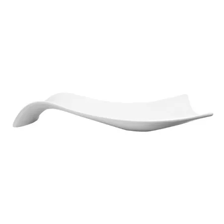 Plato Rectangular Ondulado de Porcelana de 14.75 Pulgadas, Color Blanco  CATER MAX 13660-3