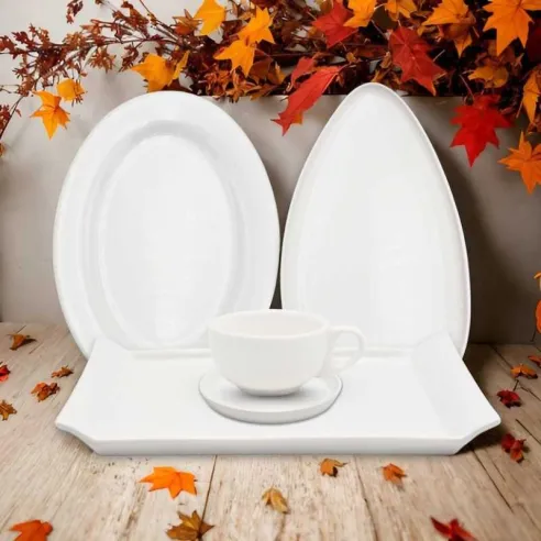 Platon Rectangular Angosto de Porcelana 20 Pulgadas Blanco ARNI CS6898