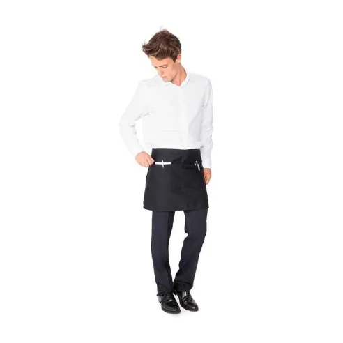 Delantal Corto con Bolsillos de Color Negro CHECKEDOUT U318S0100A