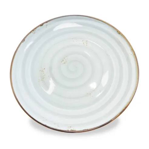 Plato Redondo de Porcelana con Borde Gris con Dorado 8 Pulgadas ARNI CS0023-SC02