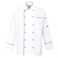 Gabacha de Chef Manga Corta con Doble Botonadura Clasica, Talla M, Color Blanco  CHECKEDOUT CU104D0281A-M