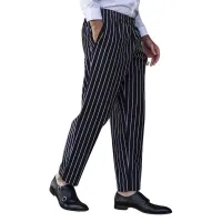 Pantalon de Color Negro con Rayas Blancas 122 Talla M CHECKEDOUT CU202C8600H-M