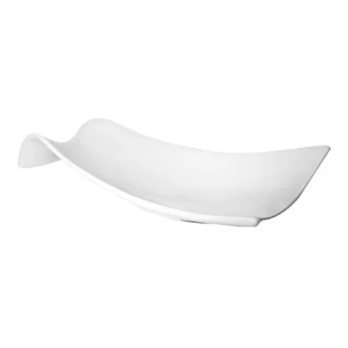 Plato Rectangular Ondulado de Porcelana de 14.75 Pulgadas, Color Blanco  CATER MAX 13660-3