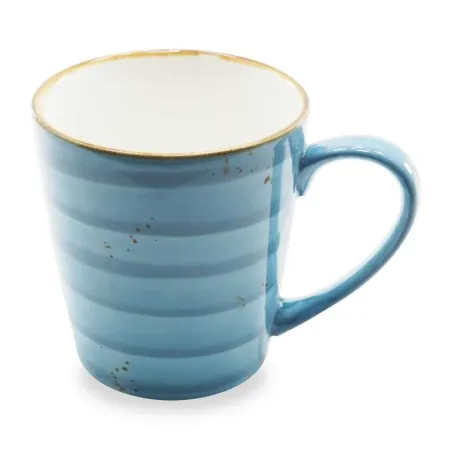 Taza de Porcelana Azul con Borde Dorado de 340 Mililitros ARNI C0978-SC03