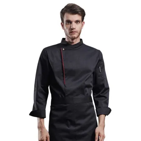 Gabacha Ejecutiva de Manga Larga de Color Negro con Borde Vino Talla L CHECKEDOUT CU110C0104A-L