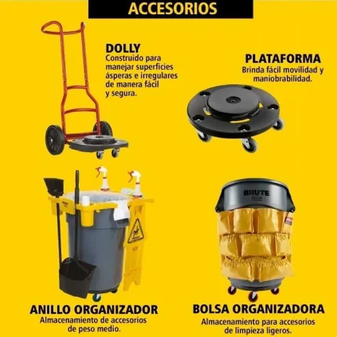 Tapa Embudo del Basurero Brute de 32 Galones de Color Gris RUBBERMAID FG354300GRAY
