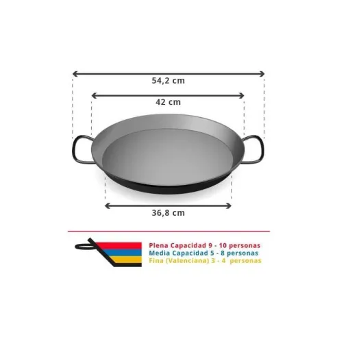Paellera de Hierro Pulido de42 Centimetros / 10 Plazas VAELLO 0142