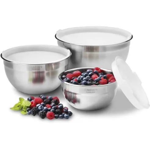 Bowl Mezclador de Acero Inoxidable con Tapas, Set de 3 Unidades CUISINART CTG-00-SMB