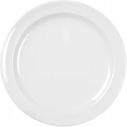 Plato Redondo de Melamina de Borde Ancho de 10 Pulgadas de Color Blanco MASTER CHEF 210-WHITE