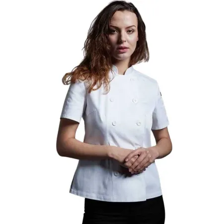 Gabacha Cruzada para Mujer de Manga Corta de Color Blanco Talla S CHECKEDOUT CW104D0200A-S