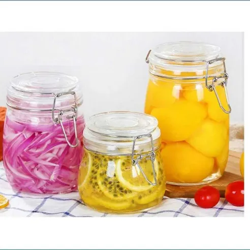 Frasco de Vidrio Transparente con Abrazadera 700 ml TIPS A-175-1-05